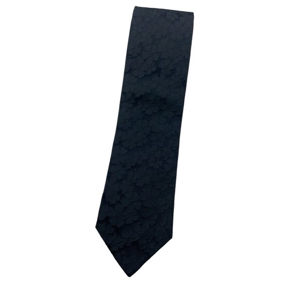HUGO BOSS Men's Silk Acrylic Necktie LUXURY Tie Black Floral W:3.5" EUC